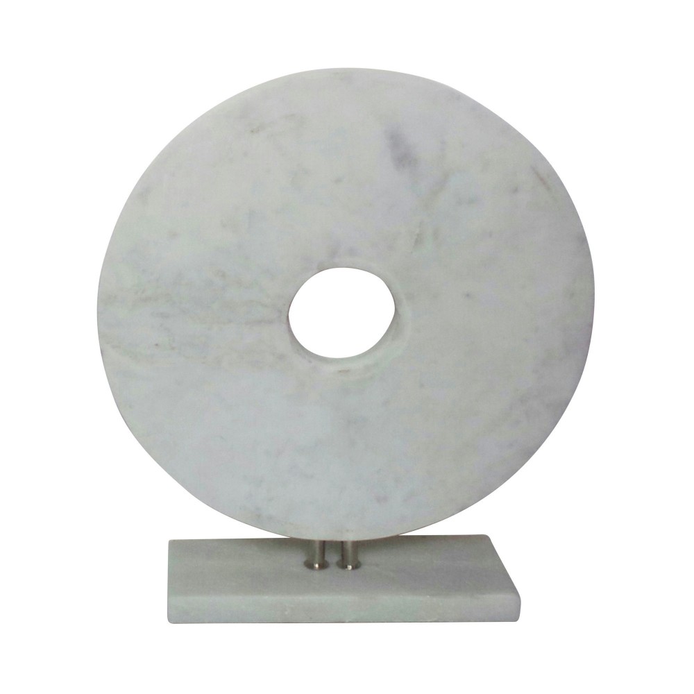 Marble 16" Disk W/ Base, White