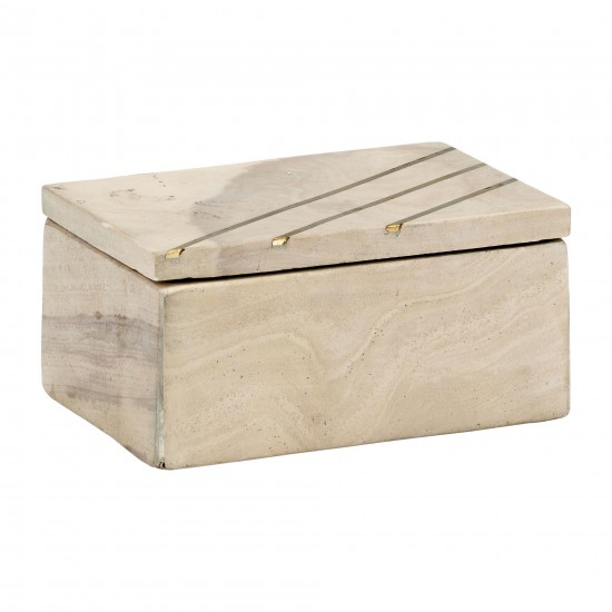 Faluda Marble, 7"l Rectangular Box, Tan