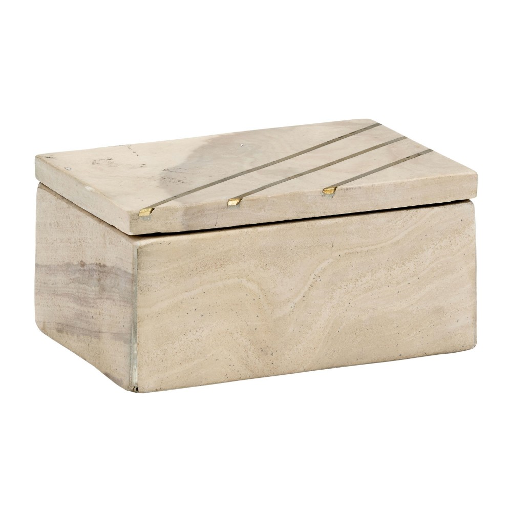 Faluda Marble, 7"l Rectangular Box, Tan