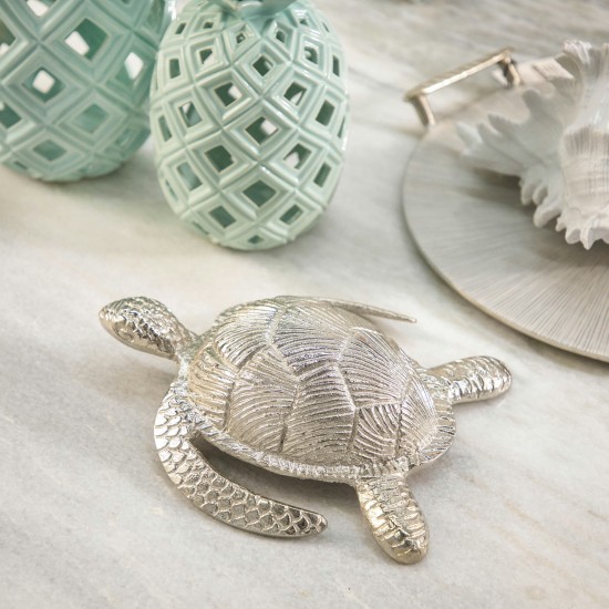 Metal 11.5" Turtle, Silver