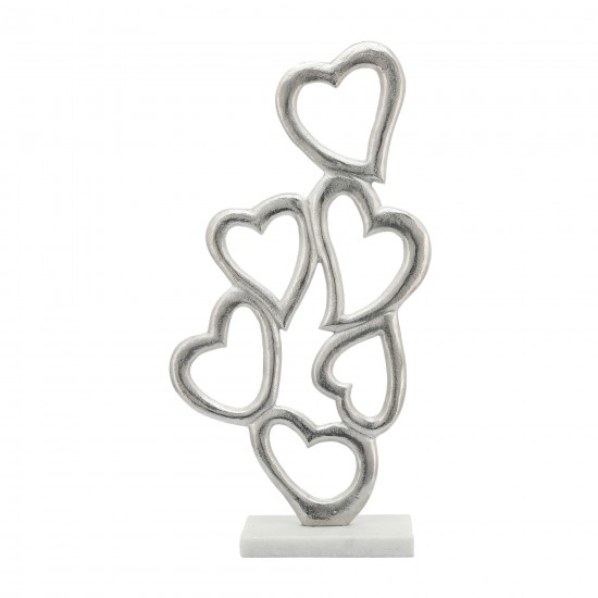 Metal, 24"h Hearts Deco, Silver