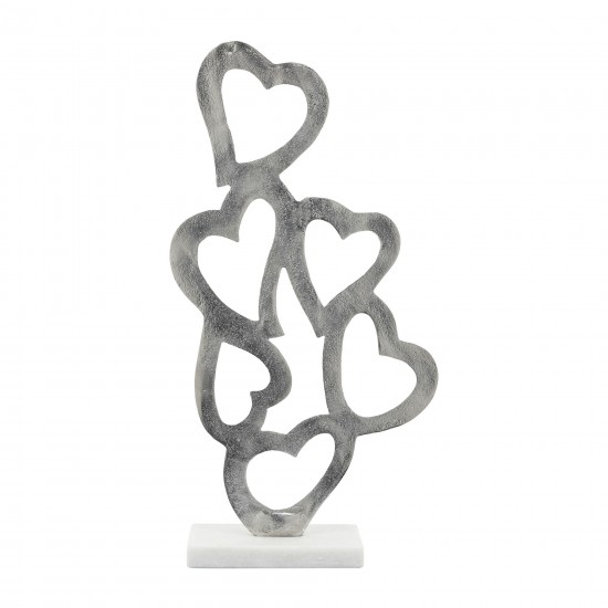 Metal, 24"h Hearts Deco, Silver