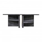 Oval Coffee Table With Bottom Shelves, Gray
