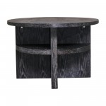 Oval Coffee Table With Bottom Shelves, Gray