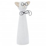 Cer, 11"h Cat W/ Glasses, Beige