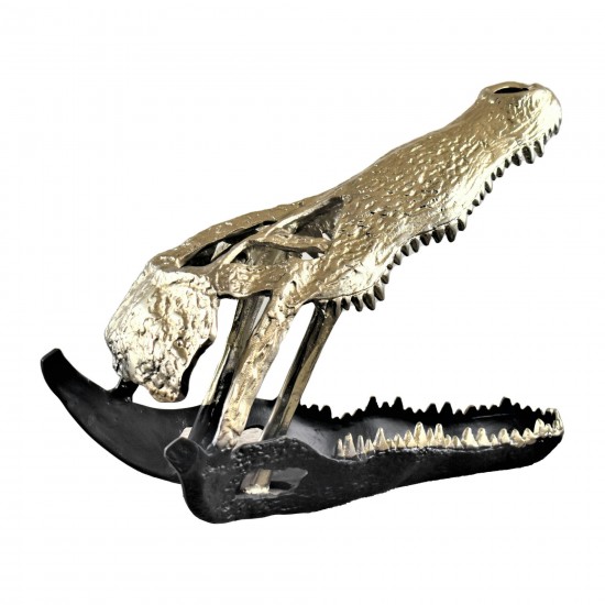 Metal,16",alligator Skull,gold/black