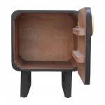 Wood, 16"l Modern Night Stand, Black