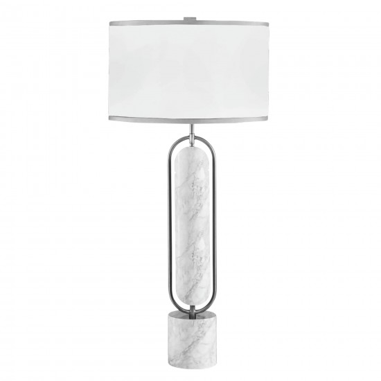 Metal/marble 30" Table Lamp, Silver/white