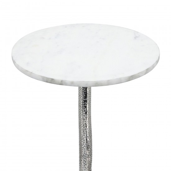 Metal, 24"h Round Drink Table - Flat Base, Silver/