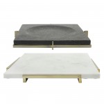 Marble 12x12 Tray With Metal Base, Black