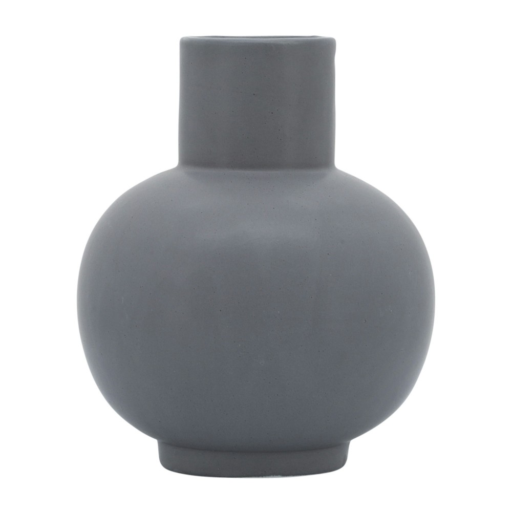 Cer, 8"h Bulbous Vase, Gray