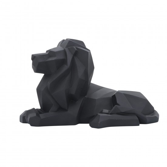 Resin 13" Laying Lion, Black