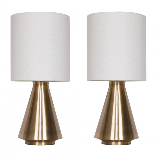 Metal,s/2,24"h,cone Table Lamps,antiq Brss