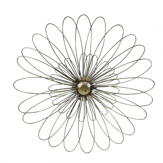 Gold Metal Daisy Wall Flower Wb 23.5"