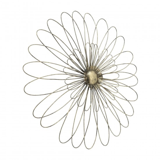 Gold Metal Daisy Wall Flower Wb 23.5"