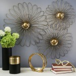 Gold Metal Daisy Wall Flower Wb 23.5"