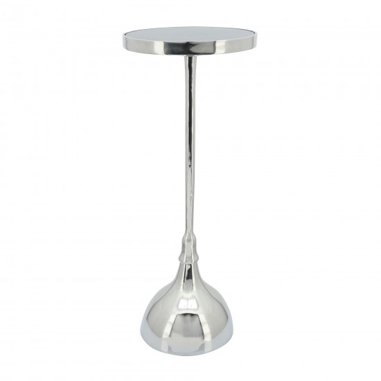 Metal, 24"h Round Drink Table, Silver/white