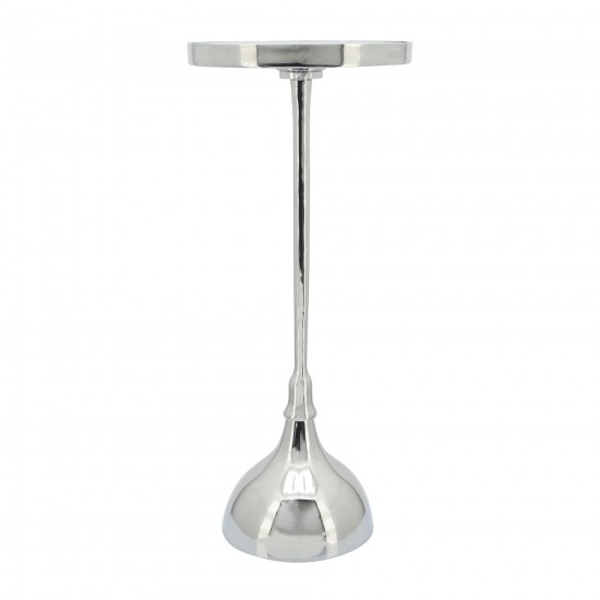 Metal, 24"h Round Drink Table, Silver/white