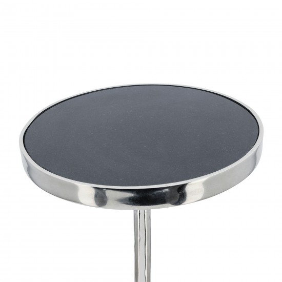 Metal, 24"h Round Drink Table, Silver/white