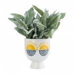 Cer, 7"h Sunrise Eyes Flower Vase, Wht/yllw/blue