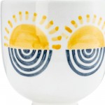 Cer, 7"h Sunrise Eyes Flower Vase, Wht/yllw/blue
