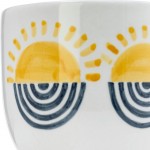 Cer, 7"h Sunrise Eyes Flower Vase, Wht/yllw/blue