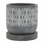 Cem, 5" Aztec Planter W/ Saucer, Gray