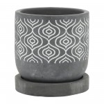 Cem, 5" Aztec Planter W/ Saucer, Gray