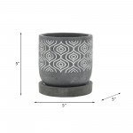 Cem, 5" Aztec Planter W/ Saucer, Gray