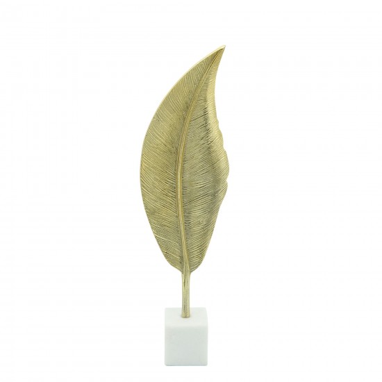 Metal, 22"h Leaf On Stand, Gold