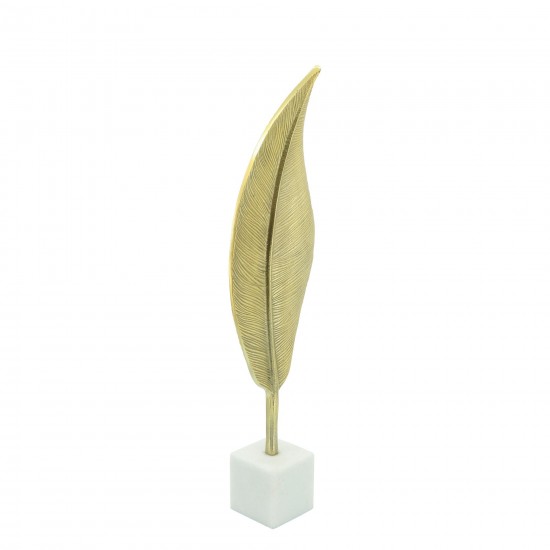 Metal, 22"h Leaf On Stand, Gold