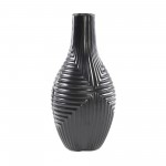 Cer, 16" Black Striped Texture Vase