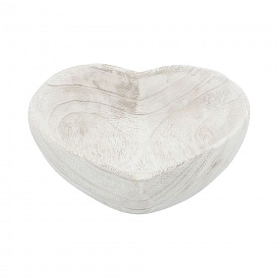 Wood, S/2 9/10" Heart Bowls, White