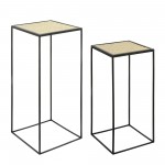 S/2 Metal/wood Planter Stands 23/28", Black