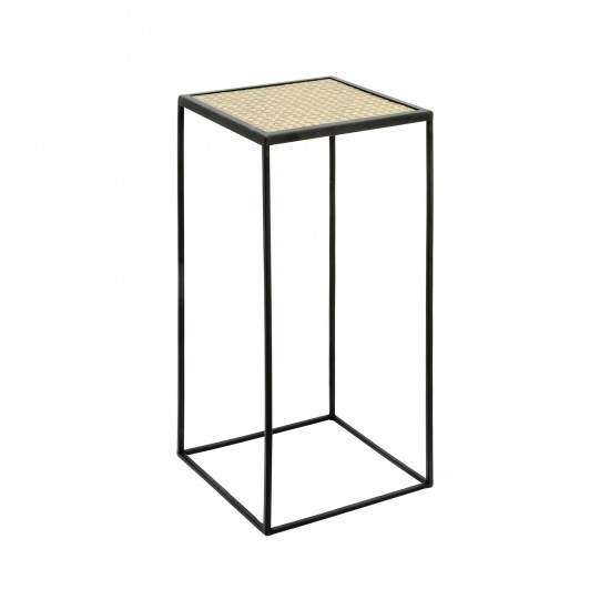 S/2 Metal/wood Planter Stands 23/28", Black