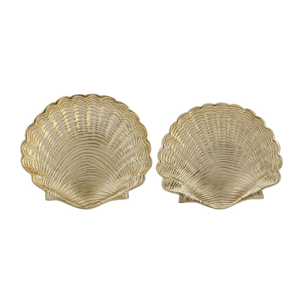 Metal,s/2 10/12",flat Shell Dish,champagne Metal,s/2 10/12",flat Shell Dish,champagne