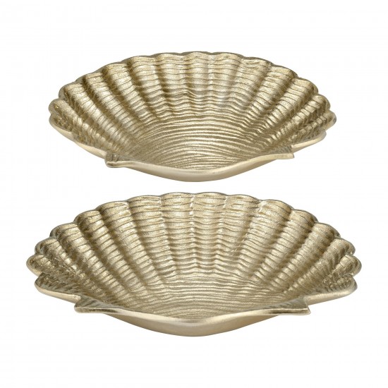Metal,s/2 10/12",flat Shell Dish,champagne