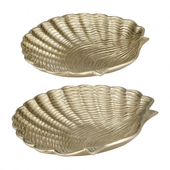 Metal,s/2 10/12",flat Shell Dish,champagne