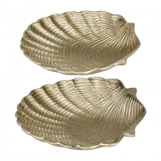 Metal,s/2 10/12",flat Shell Dish,champagne
