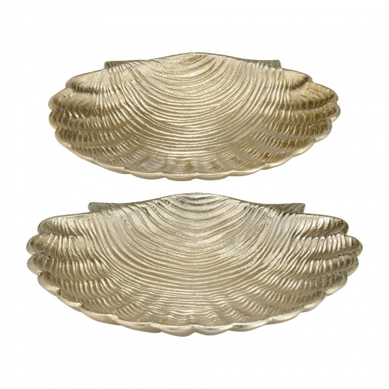 Metal,s/2 10/12",flat Shell Dish,champagne