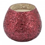 Candle On Red Crackled Glass 17oz