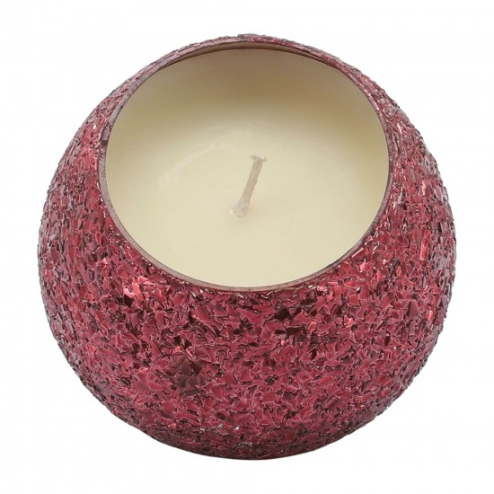 Candle On Red Crackled Glass 17oz