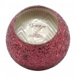 Candle On Red Crackled Glass 17oz
