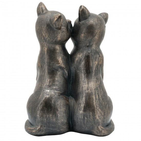 Resin. 14"h Smooching Cats, Bronze