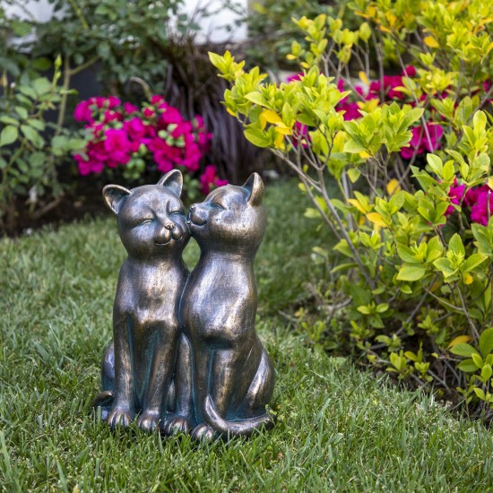 Resin. 14"h Smooching Cats, Bronze