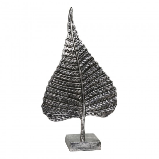 Aluminum Leaf On Stand, 18" Nickel Antique