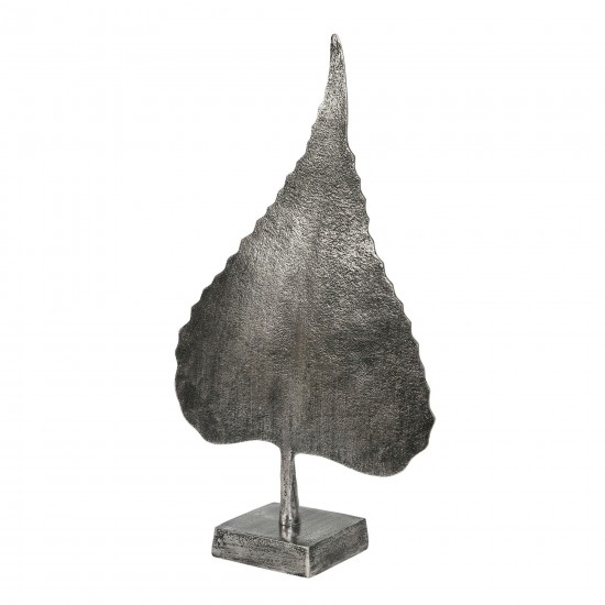 Aluminum Leaf On Stand, 18" Nickel Antique