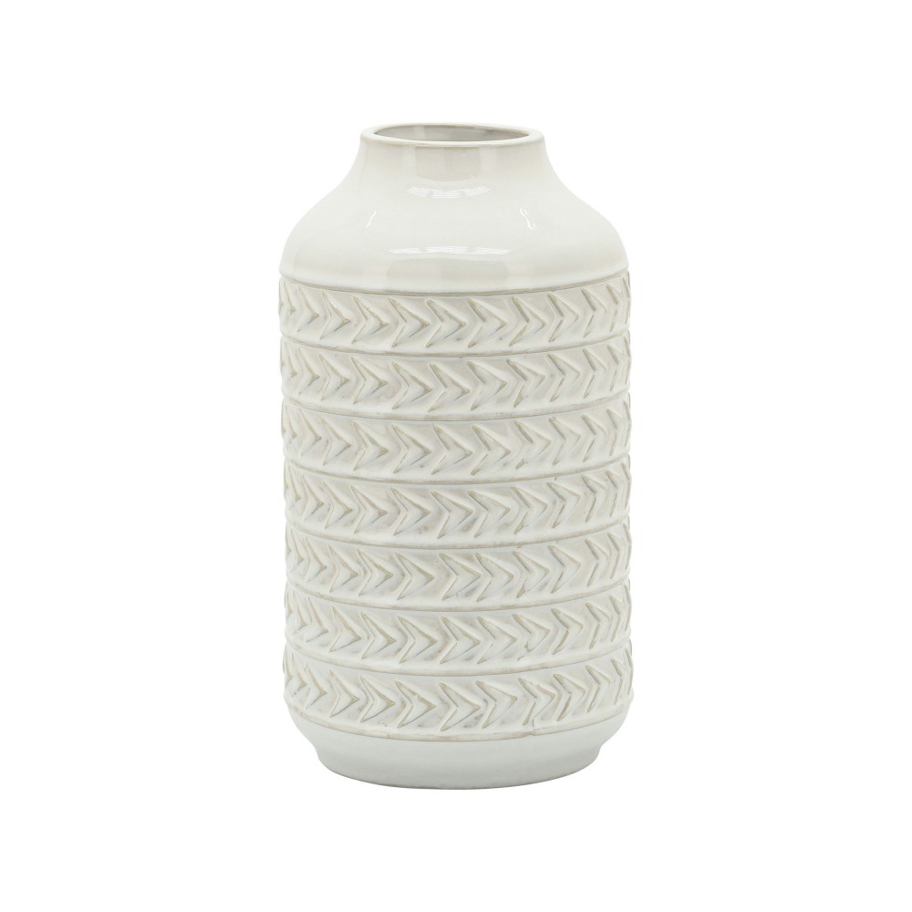 Cer, 10"h Aztec Vase, Ivory