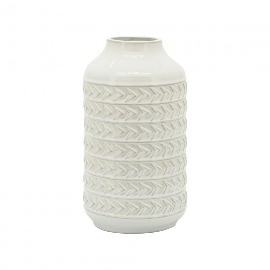 Cer, 10"h Aztec Vase, Ivory