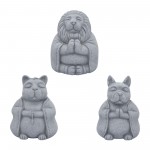 Resin, S/3 14"h Yoga Animals, Gray